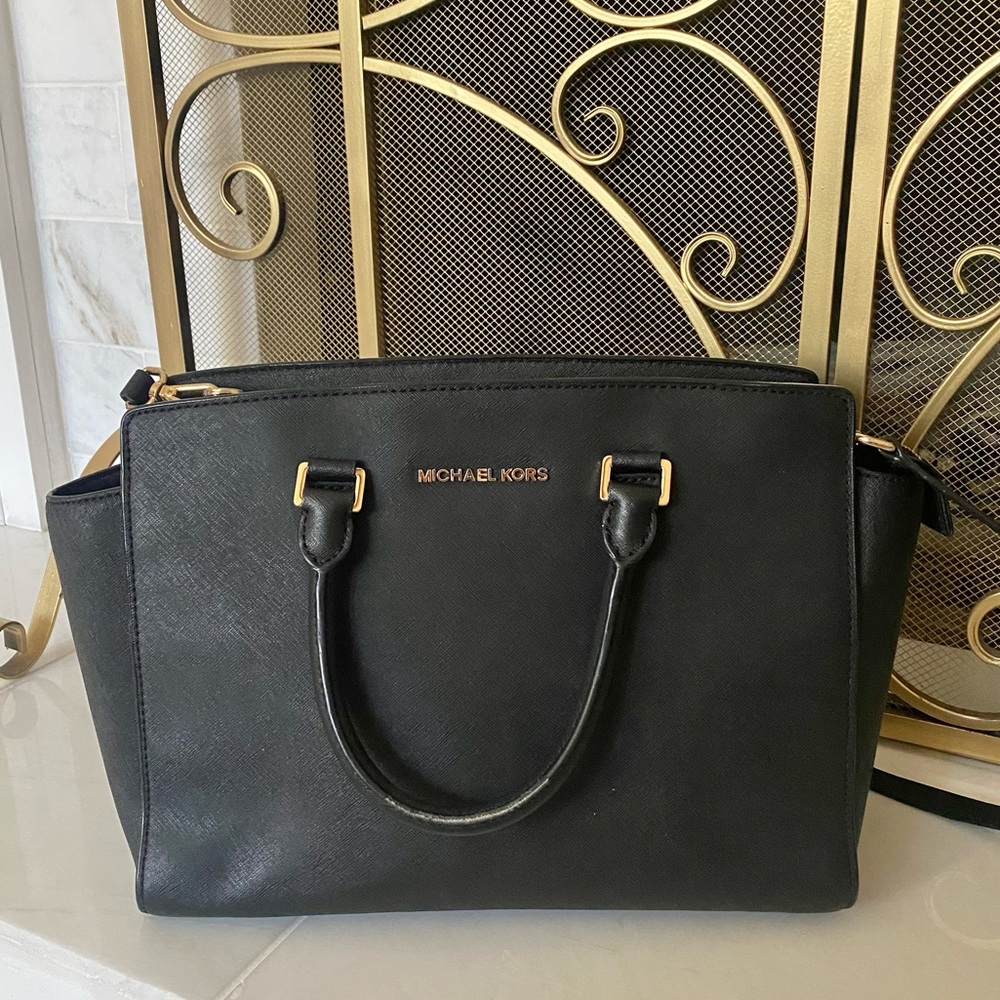 Marc Jacobs Black Selma Satchel Saffiano Leather